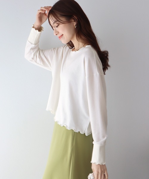 BLUEEAST(ブルーイースト)の「メロークロップドTシャツ(Tシャツ/カットソー・レディース・ブラック/ベージュ/オフホワイト/ピンク・MEDIUM)」の12枚目の写真