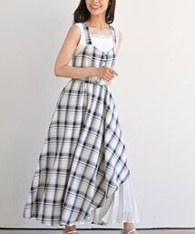 シフォンプリーツ切替ラッフルジャンドレ
