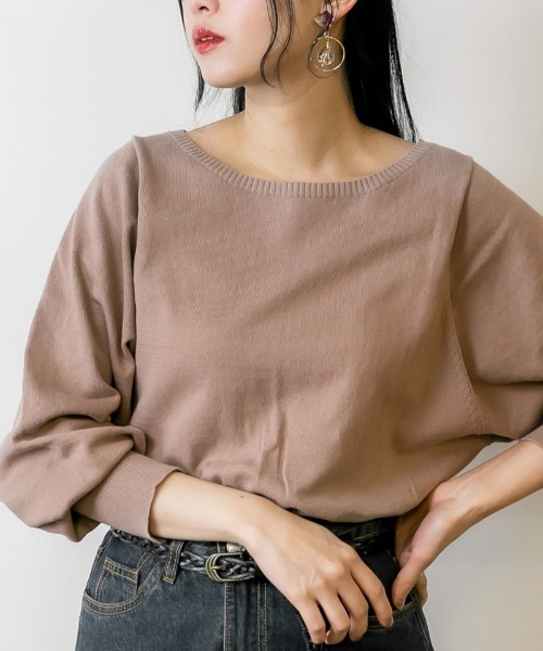 atONE(アットワン)の「atONE コットンバルーンスリーブニット(ニット/セーター・レディース・ブラック/オフホワイト/グレイッシュベージュ・M-L/4L~5L/LL~3L)」の10枚目の写真