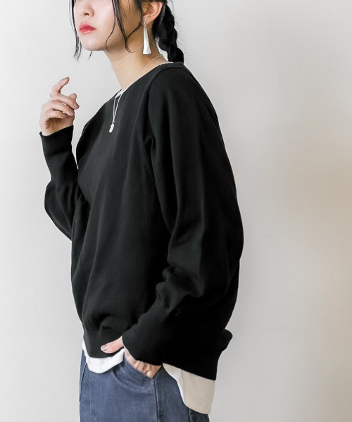 atONE(アットワン)の「atONE コットンバルーンスリーブニット(ニット/セーター・レディース・ブラック/オフホワイト/グレイッシュベージュ・M-L/4L~5L/LL~3L)」の16枚目の写真