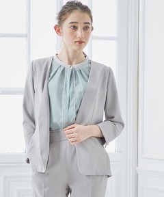セール】【洗える・撥水】マイクロタフタ ノーカラー ロング コート