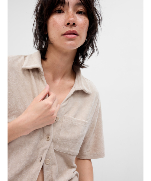 GAP(ギャップ)の「タオル テリーシャツ(ルームウェア/パジャマ・レディース・ホワイト/ブラック系その他/その他/ベージュ・XS/S/M/L/XXS)」の19枚目の写真