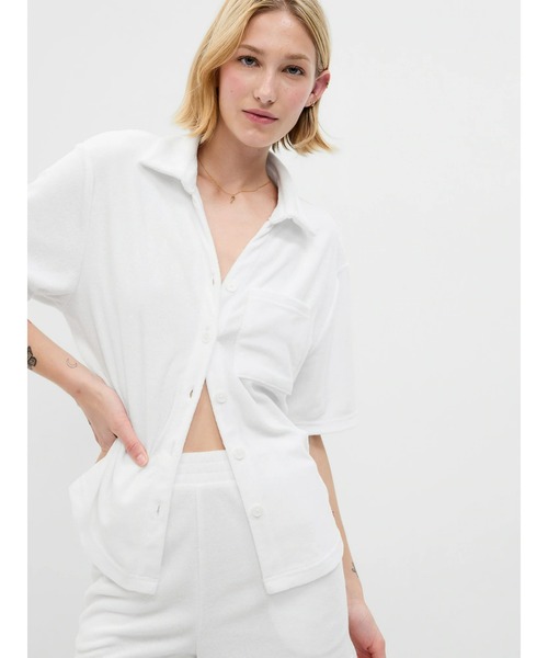 GAP(ギャップ)の「タオル テリーシャツ(ルームウェア/パジャマ・レディース・ホワイト/ブラック系その他/その他/ベージュ・XS/S/M/L/XXS)」の2枚目の写真