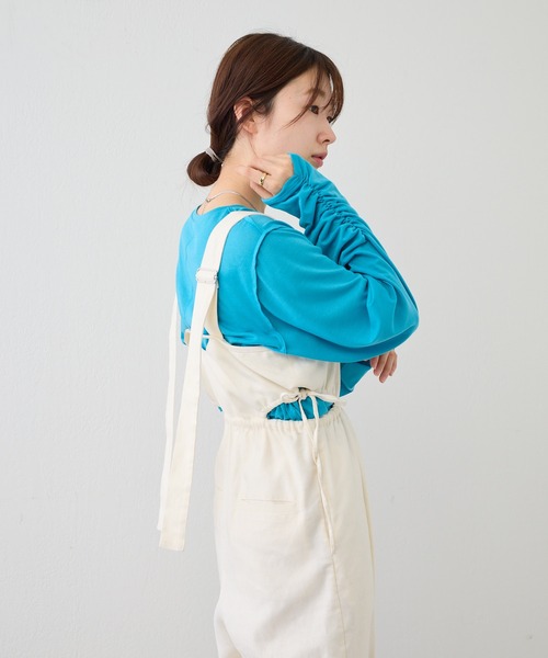 Kastane（カスタネ）の「袖シャーリングシアーロンTee（Tシャツ/カットソー・レディース・イエロー/ブルー/オフホワイト/ブラック・FREE）」の18枚目の写真