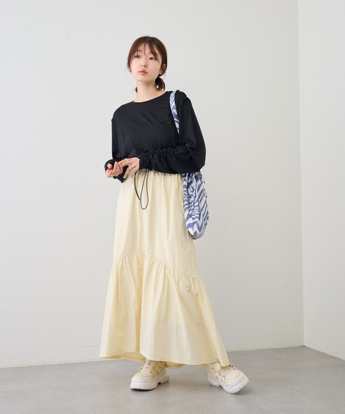 Kastane（カスタネ）の「袖シャーリングシアーロンTee（Tシャツ/カットソー・レディース・イエロー/ブルー/オフホワイト/ブラック・FREE）」の22枚目の写真