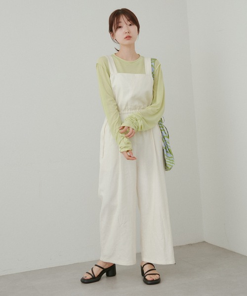 Kastane（カスタネ）の「袖シャーリングシアーロンTee（Tシャツ/カットソー・レディース・イエロー/ブルー/オフホワイト/ブラック・FREE）」の19枚目の写真