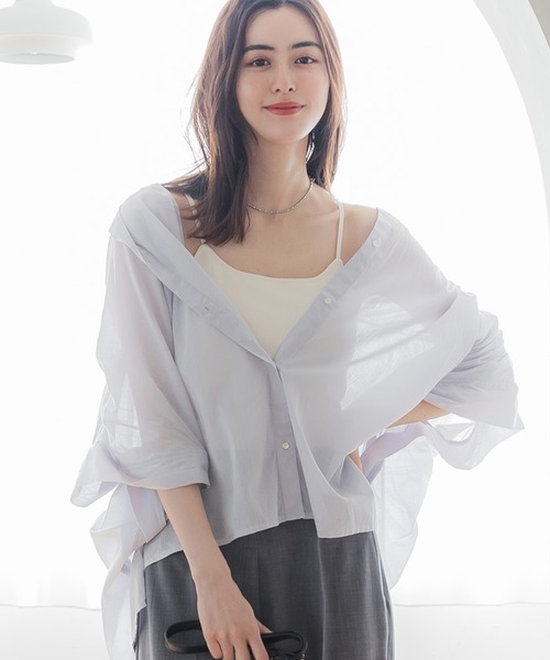 coca（coca）（コカ）の「【WEB限定セール】シアーコットンポンチョシャツ（シャツ/ブラウス・レディース・ブラック/ホワイト/ライトブルー/カーキ・ONE SIZE）」の4枚目の写真