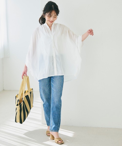 coca（coca）（コカ）の「【WEB限定セール】シアーコットンポンチョシャツ（シャツ/ブラウス・レディース・ブラック/ホワイト/ライトブルー/カーキ・ONE SIZE）」の8枚目の写真