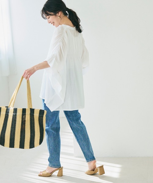 coca（coca）（コカ）の「【WEB限定セール】シアーコットンポンチョシャツ（シャツ/ブラウス・レディース・ブラック/ホワイト/ライトブルー/カーキ・ONE SIZE）」の10枚目の写真