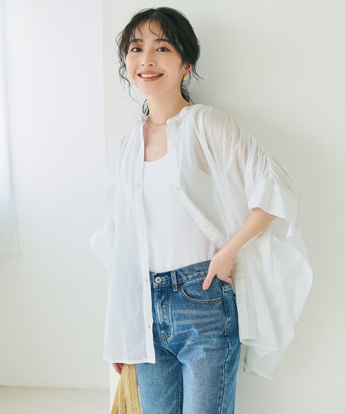 coca（coca）（コカ）の「【WEB限定セール】シアーコットンポンチョシャツ（シャツ/ブラウス・レディース・ブラック/ホワイト/ライトブルー/カーキ・ONE SIZE）」の11枚目の写真