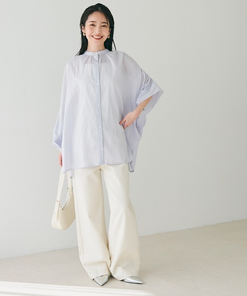 coca（coca）（コカ）の「【WEB限定セール】シアーコットンポンチョシャツ（シャツ/ブラウス・レディース・ブラック/ホワイト/ライトブルー/カーキ・ONE SIZE）」の12枚目の写真