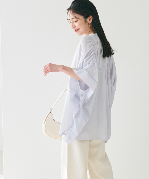 coca（coca）（コカ）の「【WEB限定セール】シアーコットンポンチョシャツ（シャツ/ブラウス・レディース・ブラック/ホワイト/ライトブルー/カーキ・ONE SIZE）」の13枚目の写真