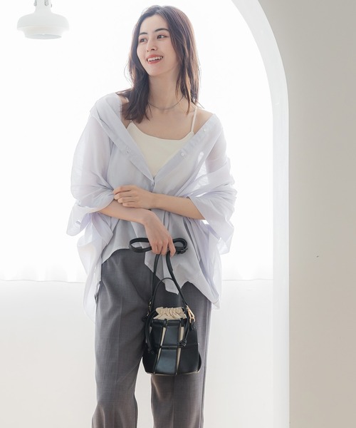 coca（coca）（コカ）の「【WEB限定セール】シアーコットンポンチョシャツ（シャツ/ブラウス・レディース・ブラック/ホワイト/ライトブルー/カーキ・ONE SIZE）」の15枚目の写真