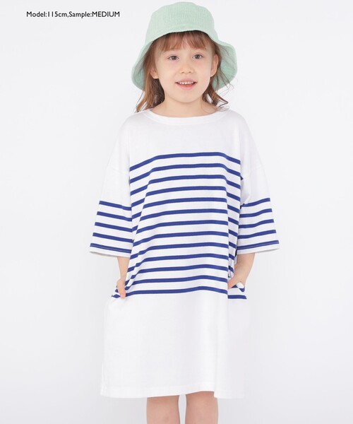 ☆美品☆ il gufo イルグッフォ ネイビーボーダーワンピース 14anni セール】SHIPS KIDS:100～155cm / パネル ボーダー ワンピース