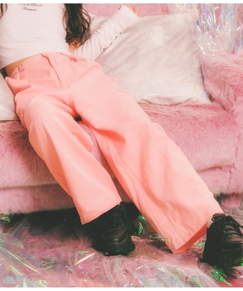 ANAP GｉRL（アナップガール）の「ウエストホックワイドパンツ（その他パンツ・キッズ・グリーン/ライトブルー/ピンク/ブルー/ブラック・M/S/XS）」の5枚目の写真