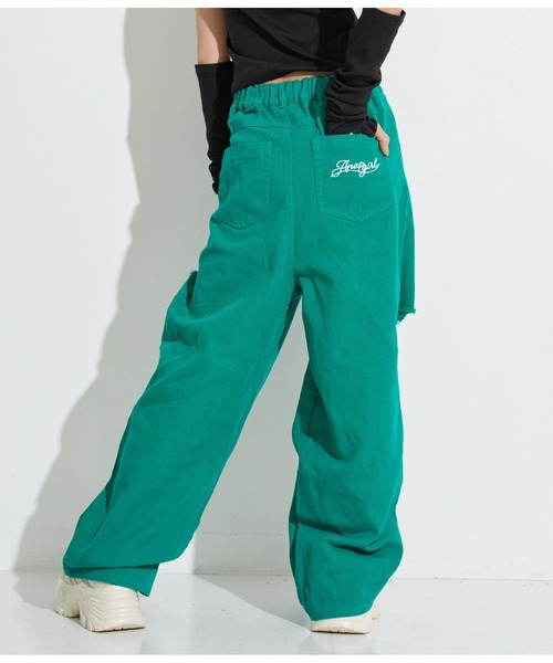 ANAP GｉRL（アナップガール）の「ウエストホックワイドパンツ（その他パンツ・キッズ・グリーン/ライトブルー/ピンク/ブルー/ブラック・M/S/XS）」の3枚目の写真