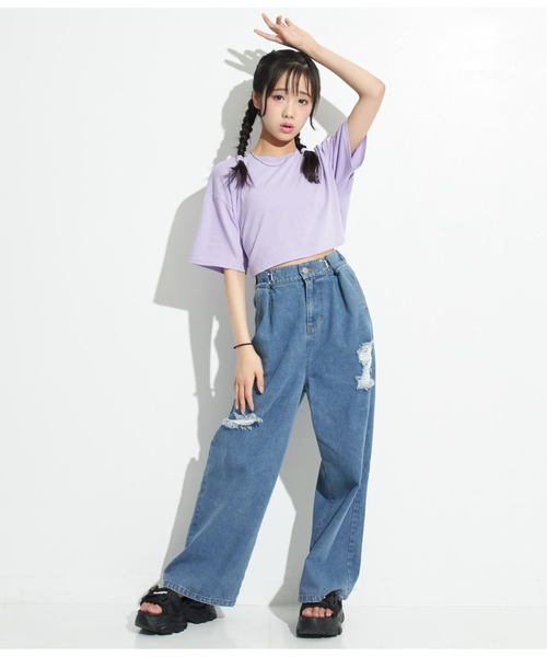 ANAP GｉRL（アナップガール）の「ウエストホックワイドパンツ（その他パンツ・キッズ・グリーン/ライトブルー/ピンク/ブルー/ブラック・M/S/XS）」の9枚目の写真