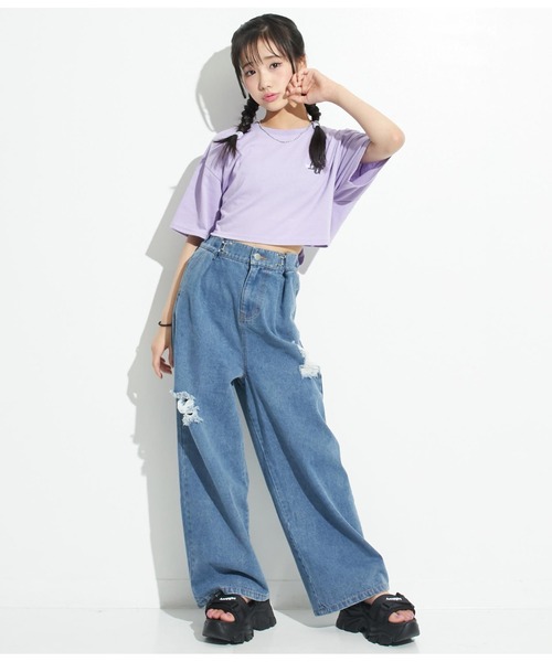 ANAP GｉRL（アナップガール）の「ウエストホックワイドパンツ（その他パンツ・キッズ・グリーン/ライトブルー/ピンク/ブルー/ブラック・M/S/XS）」の10枚目の写真