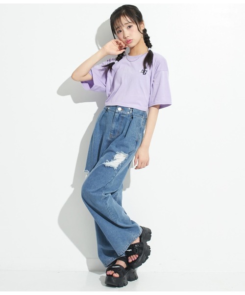 ANAP GｉRL（アナップガール）の「ウエストホックワイドパンツ（その他パンツ・キッズ・グリーン/ライトブルー/ピンク/ブルー/ブラック・M/S/XS）」の12枚目の写真