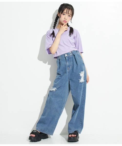 ANAP GｉRL（アナップガール）の「ウエストホックワイドパンツ（その他パンツ・キッズ・グリーン/ライトブルー/ピンク/ブルー/ブラック・M/S/XS）」の14枚目の写真