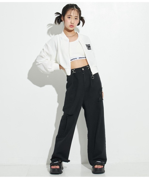 ANAP GｉRL（アナップガール）の「ウエストホックワイドパンツ（その他パンツ・キッズ・グリーン/ライトブルー/ピンク/ブルー/ブラック・M/S/XS）」の22枚目の写真