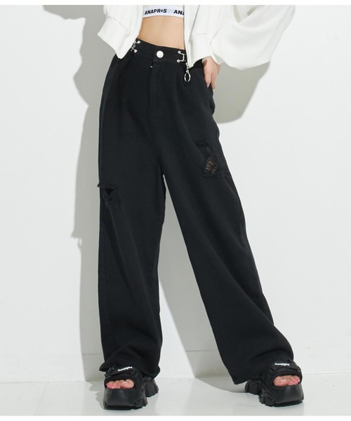 ANAP GｉRL（アナップガール）の「ウエストホックワイドパンツ（その他パンツ・キッズ・グリーン/ライトブルー/ピンク/ブルー/ブラック・M/S/XS）」の20枚目の写真