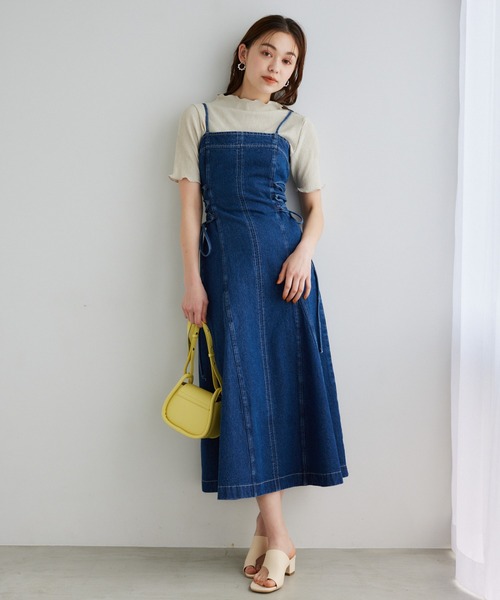 mysty woman（ミスティウーマン）の「サイドレースUPデニムジャンスカ2