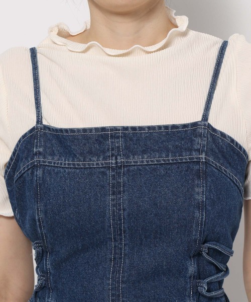 mysty woman（ミスティウーマン）の「サイドレースUPデニムジャンスカ2　904121（ジャンパースカート・レディース・ブルー系その他/ブラック系その他・FREE）」の12枚目の写真
