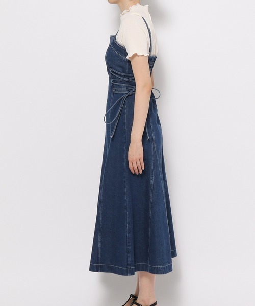 mysty woman（ミスティウーマン）の「サイドレースUPデニムジャンスカ2　904121（ジャンパースカート・レディース・ブルー系その他/ブラック系その他・FREE）」の8枚目の写真