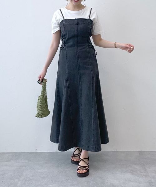 mysty woman（ミスティウーマン）の「サイドレースUPデニムジャンスカ2　904121（ジャンパースカート・レディース・ブルー系その他/ブラック系その他・FREE）」の19枚目の写真