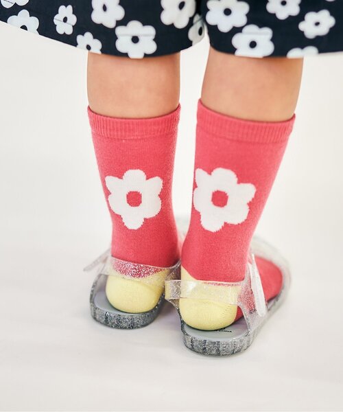 apres les cours（アプレレクール）の「バイカラー・お花カラフルソックス（ソックス/靴下・キッズ・イエロー/ピンク/グリーン/ブラウン・12/18/15 /21）」の4枚目の写真