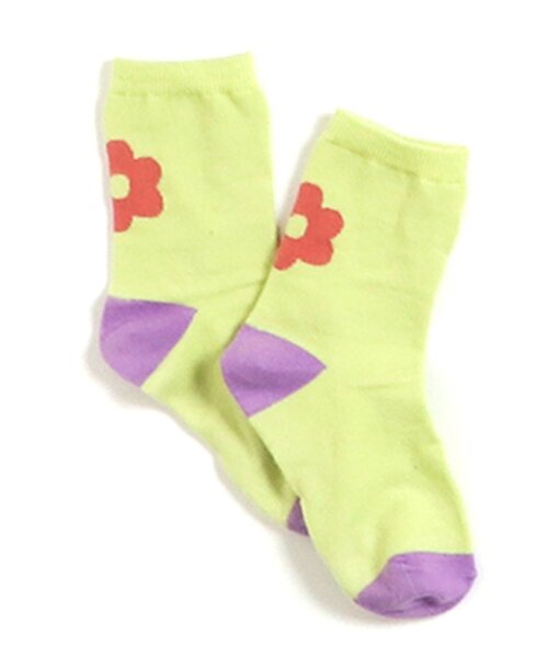 apres les cours（アプレレクール）の「バイカラー・お花カラフルソックス（ソックス/靴下・キッズ・イエロー/ピンク/グリーン/ブラウン・12/18/15 /21）」の3枚目の写真