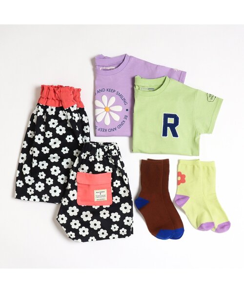 apres les cours（アプレレクール）の「バイカラー・お花カラフルソックス（ソックス/靴下・キッズ・イエロー/ピンク/グリーン/ブラウン・12/18/15 /21）」の8枚目の写真