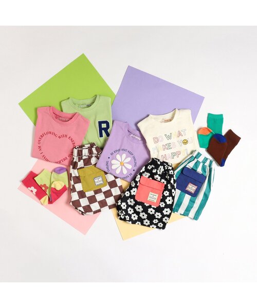 apres les cours（アプレレクール）の「バイカラー・お花カラフルソックス（ソックス/靴下・キッズ・イエロー/ピンク/グリーン/ブラウン・12/18/15 /21）」の11枚目の写真