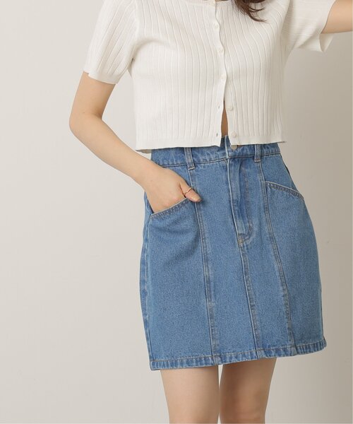 RAY CASSIN（レイカズン）の「デニムミニスカート（デニムスカート・レディース・イエロー×グリーン/オレンジ/キナリ/インディゴブルー/オフホワイト・FREE）」の4枚目の写真