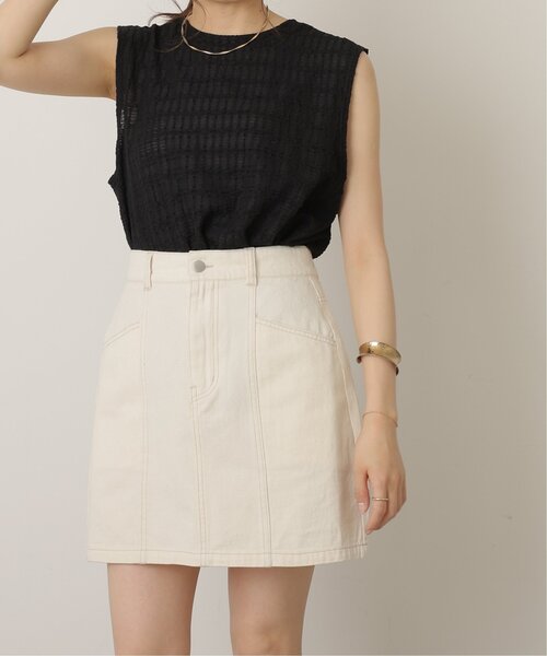 RAY CASSIN（レイカズン）の「デニムミニスカート（デニムスカート・レディース・イエロー×グリーン/オレンジ/キナリ/インディゴブルー/オフホワイト・FREE）」の3枚目の写真