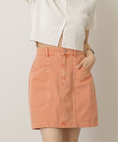 RAY CASSIN（レイカズン）の「デニムミニスカート（デニムスカート・レディース・イエロー×グリーン/オレンジ/キナリ/インディゴブルー/オフホワイト・FREE）」の6枚目の写真