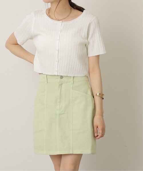 RAY CASSIN（レイカズン）の「デニムミニスカート（デニムスカート・レディース・イエロー×グリーン/オレンジ/キナリ/インディゴブルー/オフホワイト・FREE）」の11枚目の写真