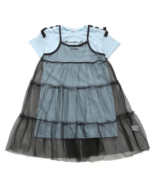 algy（アルジー）の「シアーキャミワンピ&Tワンピセット（ワンピース・キッズ・サックスブルー/オフホワイト/ブラック・XX-SMALL/X-SMALL/SMALL/MEDIUM）」の3枚目の写真