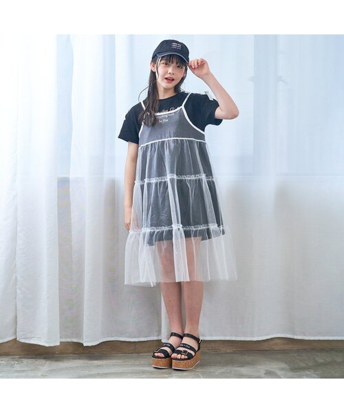 algy（アルジー）の「シアーキャミワンピ&Tワンピセット（ワンピース・キッズ・サックスブルー/オフホワイト/ブラック・XX-SMALL/X-SMALL/SMALL/MEDIUM）」の4枚目の写真