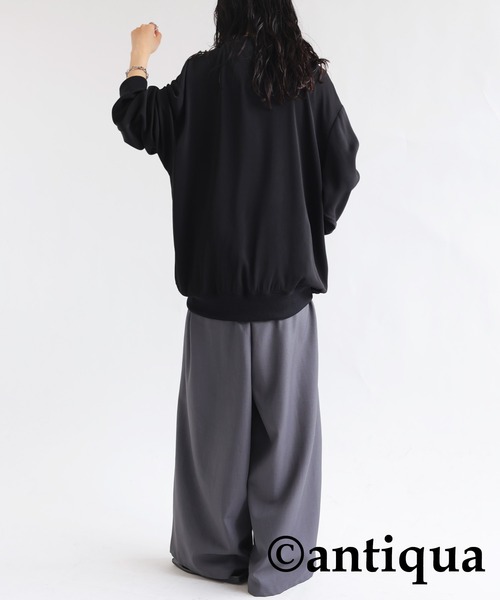 antiqua（アンティカ）の「リブ切り替えシアートップス（Tシャツ/カットソー・レディース・ブラック/ホワイト/グレイッシュベージュ/カーキ/ブルー・FREE）」の17枚目の写真