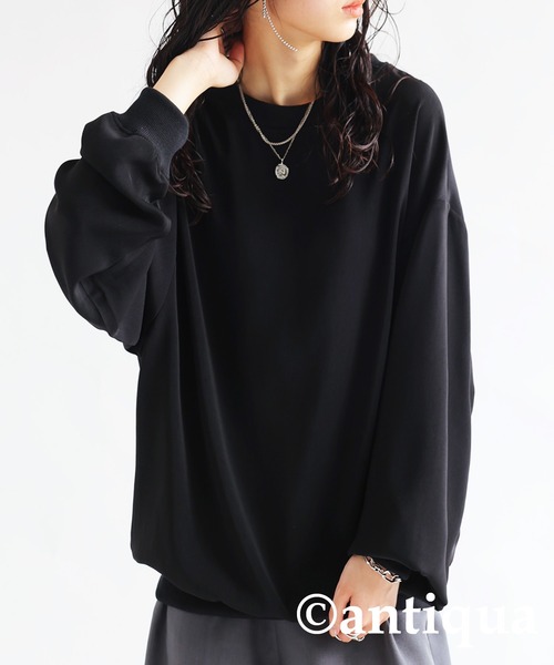 antiqua（アンティカ）の「リブ切り替えシアートップス（Tシャツ/カットソー・レディース・ブラック/ホワイト/グレイッシュベージュ/カーキ/ブルー・FREE）」の13枚目の写真