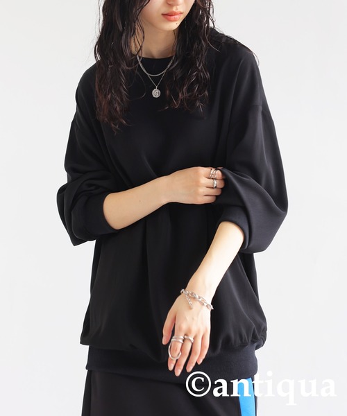 antiqua（アンティカ）の「リブ切り替えシアートップス（Tシャツ/カットソー・レディース・ブラック/ホワイト/グレイッシュベージュ/カーキ/ブルー・FREE）」の18枚目の写真