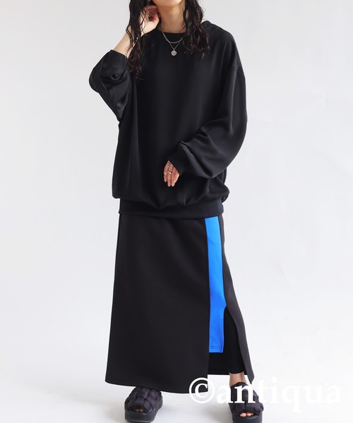 antiqua（アンティカ）の「リブ切り替えシアートップス（Tシャツ/カットソー・レディース・ブラック/ホワイト/グレイッシュベージュ/カーキ/ブルー・FREE）」の19枚目の写真