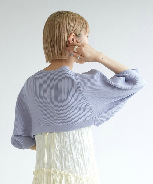 w closet（ダブルクローゼット）の「【SETアイテム】ボレロカーディガン&ニットキャミソール（カーディガン/ボレロ・レディース・ブラック/オフホワイト/ピンク/サックスブルー/オレンジ・FREE）」の8枚目の写真