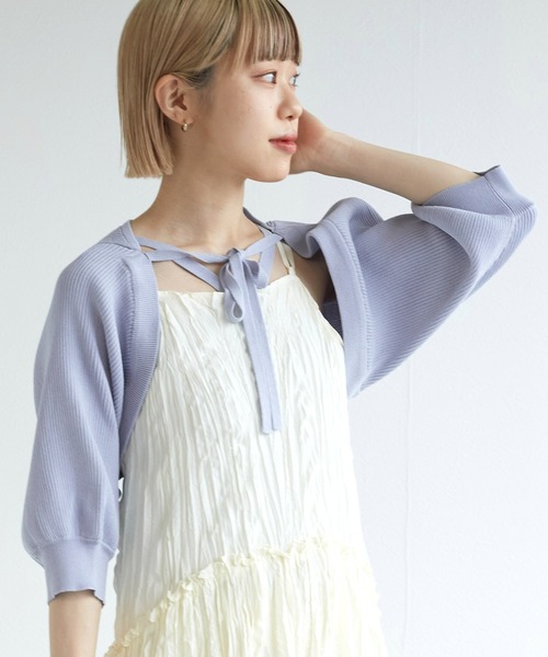 w closet（ダブルクローゼット）の「【SETアイテム】ボレロカーディガン&ニットキャミソール（カーディガン/ボレロ・レディース・ブラック/オフホワイト/ピンク/サックスブルー/オレンジ・FREE）」の13枚目の写真