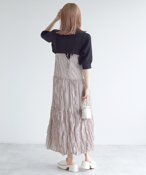 w closet（ダブルクローゼット）の「【SETアイテム】ボレロカーディガン&ニットキャミソール（カーディガン/ボレロ・レディース・ブラック/オフホワイト/ピンク/サックスブルー/オレンジ・FREE）」の14枚目の写真