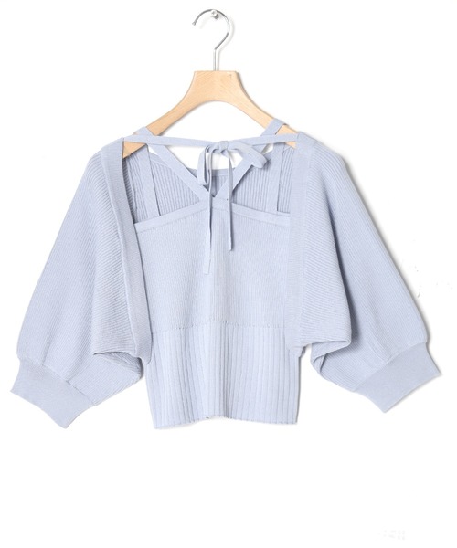 w closet（ダブルクローゼット）の「【SETアイテム】ボレロカーディガン&ニットキャミソール（カーディガン/ボレロ・レディース・ブラック/オフホワイト/ピンク/サックスブルー/オレンジ・FREE）」の10枚目の写真