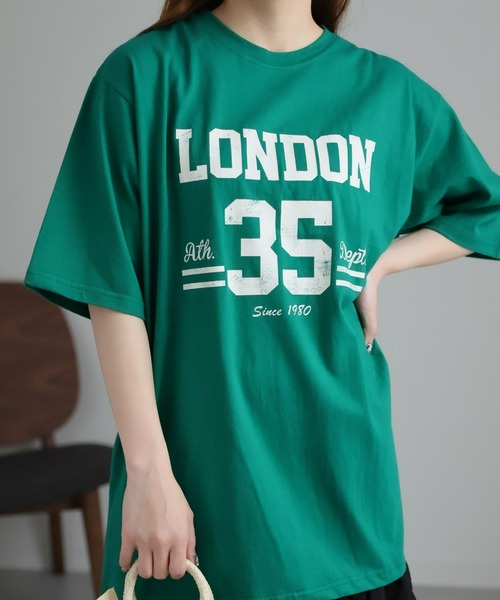 sakishimatokyo(サキシマトーキョー)の「LONDONカレッジロゴTシャツ(Tシャツ/カットソー・レディース・グリーン/ネイビー/オフホワイト・FREE)」の20枚目の写真