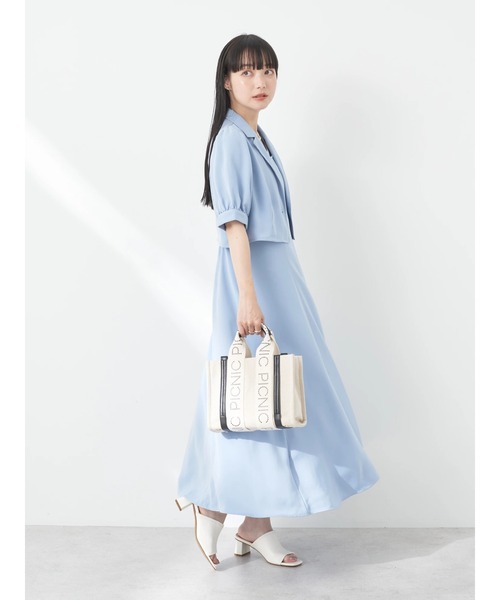 earth music&ecology（アースミュージックアンドエコロジー）の「SET2点パフブラウス+キャミドレ（ワンピース・レディース・ベージュ/ブルー/ピンク・S/M）」の5枚目の写真